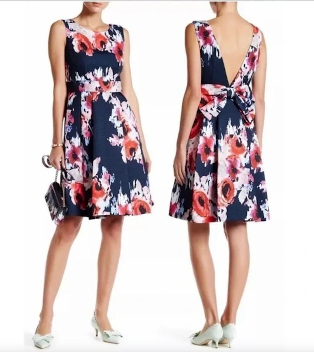 KATE SPADE $498 NWT Back Bow Floral Print Dress – Size 8